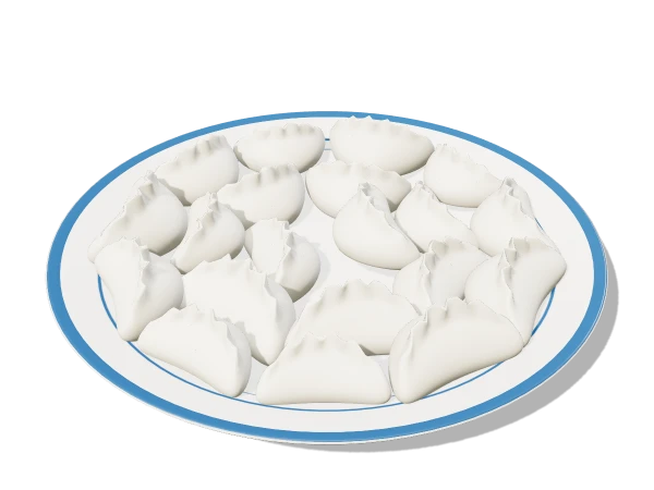 Pork & Napa Cabbage Dumplings, finished (shown until the 3D model loads)